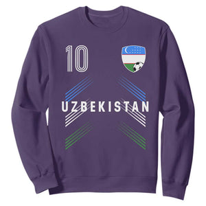Uzbekistan Soccer Sports Graphic Number 10 Jersey Style Sweatshirt Proud Uzbek Football Fans Game Day Pride