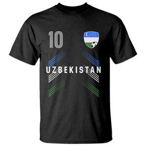 Uzbekistan Soccer Sports Graphic Number 10 Jersey Style T Shirt Proud Uzbek Football Fans Game Day Pride