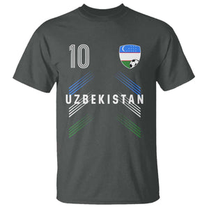 Uzbekistan Soccer Sports Graphic Number 10 Jersey Style T Shirt Proud Uzbek Football Fans Game Day Pride