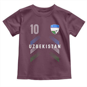 Uzbekistan Soccer Sports Graphic Number 10 Jersey Style Toddler T Shirt Proud Uzbek Football Fans Game Day Pride