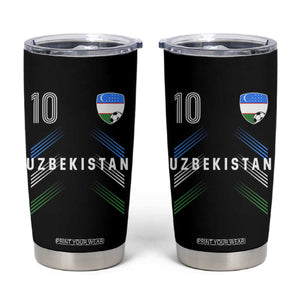 Uzbekistan Soccer Sports Graphic Number 10 Jersey Style Tumbler Cup Proud Uzbek Football Fans Game Day Pride