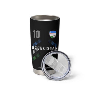 Uzbekistan Soccer Sports Graphic Number 10 Jersey Style Tumbler Cup Proud Uzbek Football Fans Game Day Pride