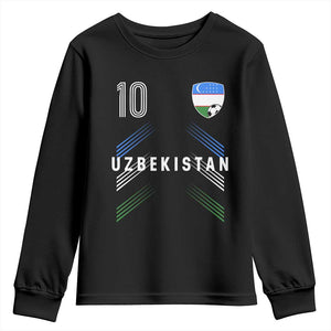 Uzbekistan Soccer Sports Graphic Number 10 Jersey Style Youth Sweatshirt Proud Uzbek Football Fans Game Day Pride