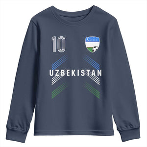 Uzbekistan Soccer Sports Graphic Number 10 Jersey Style Youth Sweatshirt Proud Uzbek Football Fans Game Day Pride