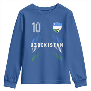 Uzbekistan Soccer Sports Graphic Number 10 Jersey Style Youth Sweatshirt Proud Uzbek Football Fans Game Day Pride