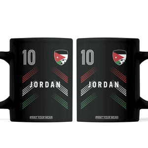 Jordan Soccer Sports Graphic Number 10 Jersey Style Coffee Mug Proud Jordanian Football Fans Game Day Pride