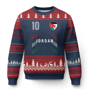 Jordan Soccer Sports Graphic Number 10 Jersey Style Ugly Christmas Sweater Proud Jordanian Football Fans Game Day Pride