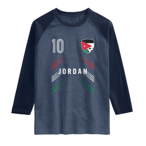 Jordan Soccer Sports Graphic Number 10 Jersey Style Raglan Shirt Proud Jordanian Football Fans Game Day Pride