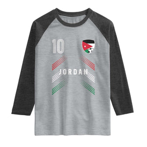 Jordan Soccer Sports Graphic Number 10 Jersey Style Raglan Shirt Proud Jordanian Football Fans Game Day Pride