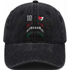 Jordan Soccer Sports Graphic Number 10 Jersey Style Washed Cotton Baseball Cap Proud Jordanian Football Fans Game Day Pride