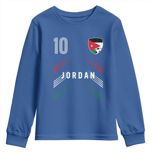 Jordan Soccer Sports Graphic Number 10 Jersey Style Youth Sweatshirt Proud Jordanian Football Fans Game Day Pride
