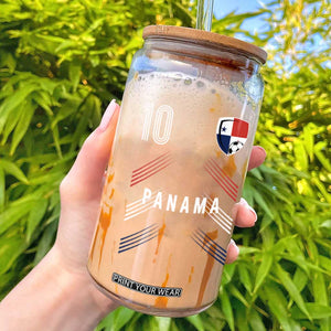 Panama Soccer Sports Graphic Number 10 Jersey Style Glass Can Proud Panamanian Football Fans Game Day Pride