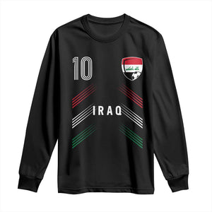 Iraq Soccer Sports Graphic Number 10 Jersey Style Long Sleeve Shirt Proud Iraqi Football Fans Game Day Pride