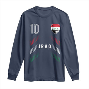 Iraq Soccer Sports Graphic Number 10 Jersey Style Long Sleeve Shirt Proud Iraqi Football Fans Game Day Pride