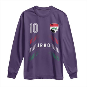 Iraq Soccer Sports Graphic Number 10 Jersey Style Long Sleeve Shirt Proud Iraqi Football Fans Game Day Pride