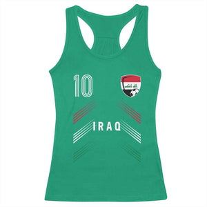 Iraq Soccer Sports Graphic Number 10 Jersey Style Racerback Tank Top Proud Iraqi Football Fans Game Day Pride