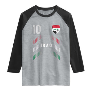Iraq Soccer Sports Graphic Number 10 Jersey Style Raglan Shirt Proud Iraqi Football Fans Game Day Pride