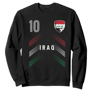 Iraq Soccer Sports Graphic Number 10 Jersey Style Sweatshirt Proud Iraqi Football Fans Game Day Pride