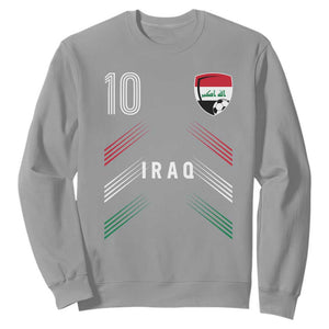 Iraq Soccer Sports Graphic Number 10 Jersey Style Sweatshirt Proud Iraqi Football Fans Game Day Pride