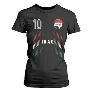 Iraq Soccer Sports Graphic Number 10 Jersey Style T Shirt For Women Proud Iraqi Football Fans Game Day Pride