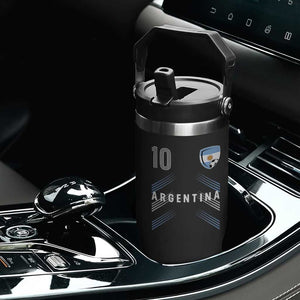 Argentina Soccer Sports Graphic Number 10 Jersey Style Flip Straw Tumbler Proud Argentine Football Fans Game Day Pride