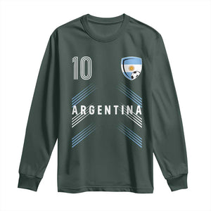 Argentina Soccer Sports Graphic Number 10 Jersey Style Long Sleeve Shirt Proud Argentine Football Fans Game Day Pride