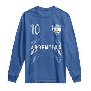 Argentina Soccer Sports Graphic Number 10 Jersey Style Long Sleeve Shirt Proud Argentine Football Fans Game Day Pride