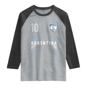 Argentina Soccer Sports Graphic Number 10 Jersey Style Raglan Shirt Proud Argentine Football Fans Game Day Pride