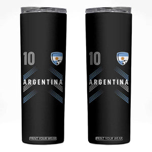 Argentina Soccer Sports Graphic Number 10 Jersey Style Skinny Tumbler Proud Argentine Football Fans Game Day Pride