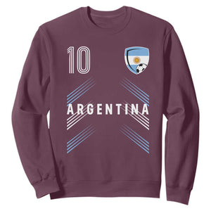 Argentina Soccer Sports Graphic Number 10 Jersey Style Sweatshirt Proud Argentine Football Fans Game Day Pride