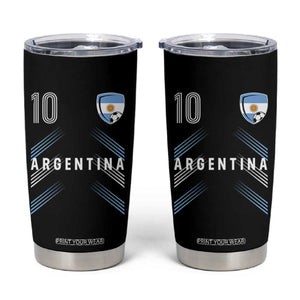 Argentina Soccer Sports Graphic Number 10 Jersey Style Tumbler Cup Proud Argentine Football Fans Game Day Pride