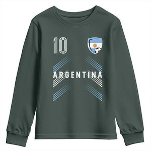 Argentina Soccer Sports Graphic Number 10 Jersey Style Youth Sweatshirt Proud Argentine Football Fans Game Day Pride