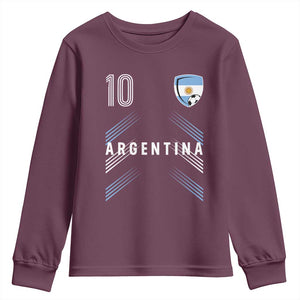Argentina Soccer Sports Graphic Number 10 Jersey Style Youth Sweatshirt Proud Argentine Football Fans Game Day Pride