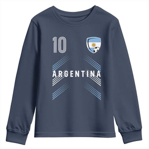 Argentina Soccer Sports Graphic Number 10 Jersey Style Youth Sweatshirt Proud Argentine Football Fans Game Day Pride