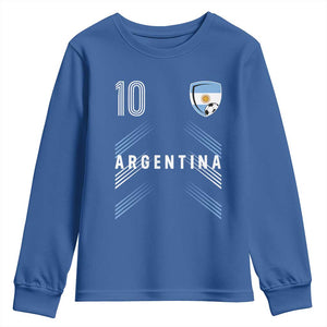 Argentina Soccer Sports Graphic Number 10 Jersey Style Youth Sweatshirt Proud Argentine Football Fans Game Day Pride
