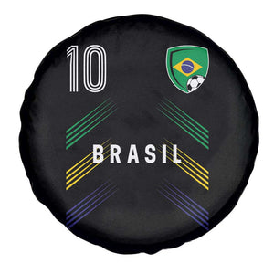 Brasil Number 10 Soccer Shield Graphic Jersey Style Spare Tire Cover Retro Futbol Football Fans Sports Lover