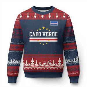 Cabo Verde Athletic Varsity Style Ugly Christmas Sweater Cape Verde Flag Stars National Pride