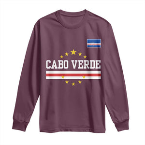 Cabo Verde Athletic Varsity Style Long Sleeve Shirt Cape Verde Flag Stars National Pride