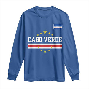 Cabo Verde Athletic Varsity Style Long Sleeve Shirt Cape Verde Flag Stars National Pride