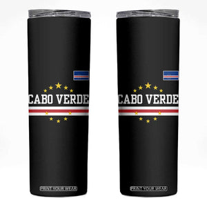 Cabo Verde Athletic Varsity Style Skinny Tumbler Cape Verde Flag Stars National Pride