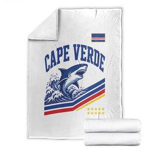 Cape Verde Blue Sharks Ocean Wave Graphic Throw Blanket Cabo Verde Pride Sports Fans TS02 White Print Your Wear