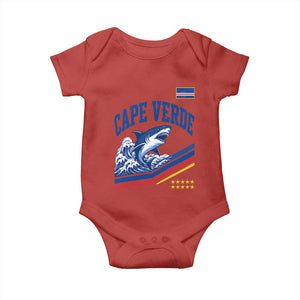 Cape Verde Blue Sharks Ocean Wave Graphic Baby Onesie Cabo Verde Pride Sports Fans TS02 Red Print Your Wear