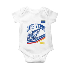 Cape Verde Blue Sharks Ocean Wave Graphic Baby Onesie Cabo Verde Pride Sports Fans TS02 White Print Your Wear