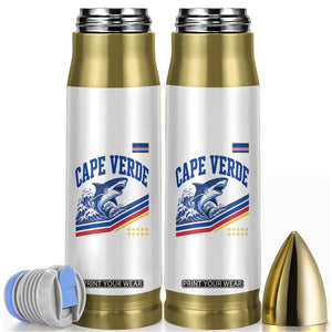 Cape Verde Blue Sharks Ocean Wave Graphic Bullet Tumbler Cabo Verde Pride Sports Fans TS02 White Print Your Wear