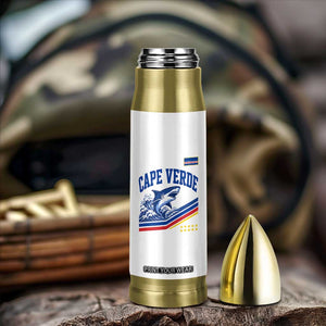 Cape Verde Blue Sharks Ocean Wave Graphic Bullet Tumbler Cabo Verde Pride Sports Fans TS02 Print Your Wear