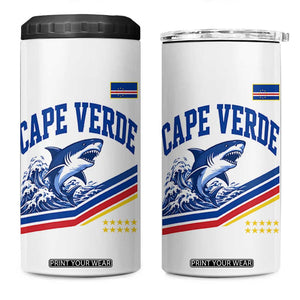 Cape Verde Blue Sharks Ocean Wave Graphic 4 in 1 Can Cooler Tumbler Cabo Verde Pride Sports Fans TS02 One Size: 16 oz White Print Your Wear