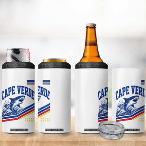 Cape Verde Blue Sharks Ocean Wave Graphic 4 in 1 Can Cooler Tumbler Cabo Verde Pride Sports Fans TS02 Print Your Wear