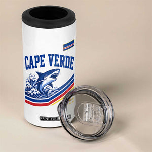 Cape Verde Blue Sharks Ocean Wave Graphic 4 in 1 Can Cooler Tumbler Cabo Verde Pride Sports Fans TS02 Print Your Wear