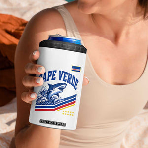 Cape Verde Blue Sharks Ocean Wave Graphic 4 in 1 Can Cooler Tumbler Cabo Verde Pride Sports Fans TS02 Print Your Wear