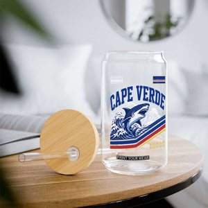 Cape Verde Blue Sharks Ocean Wave Graphic Glass Can Cabo Verde Pride Sports Fans TS02 Print Your Wear